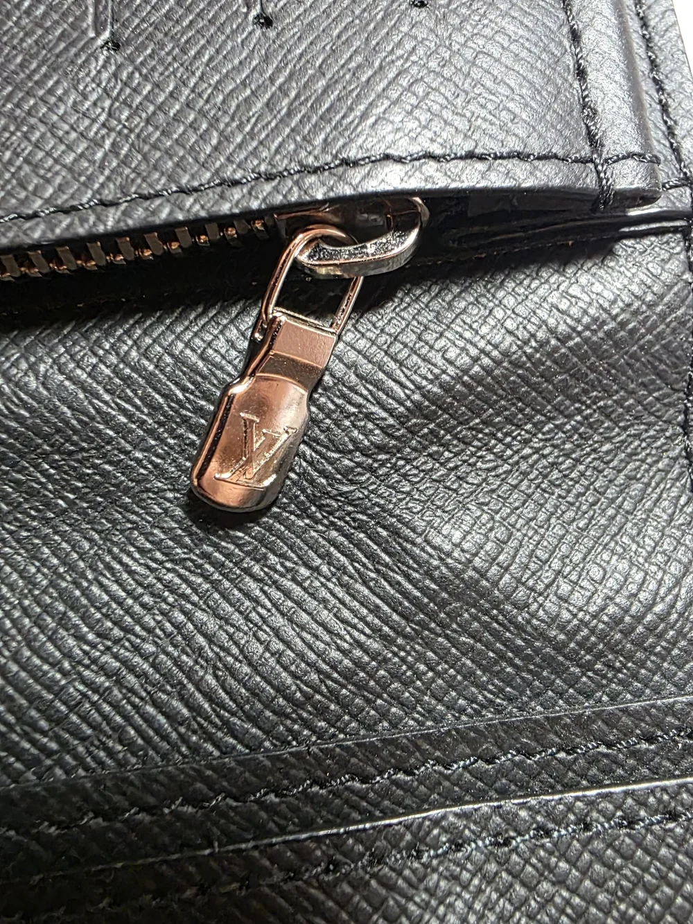 Louis Vuitton Black Textured Long Bifold Wallet
